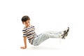 boy fall down on white Royalty Free Stock Photo