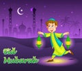 Boy with fanoos celebrating Eid Royalty Free Stock Photo