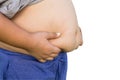 Boy fat and unhealthy on white Royalty Free Stock Photo