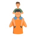 Boy with father fun icon cartoon vector. Stay on shoulders Royalty Free Stock Photo