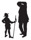 Boy and Father, vintage illustration