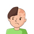 Boy feel pain and worry with tinea pedis vector illustration