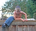 Boy on Fence Royalty Free Stock Photo