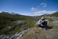 Boy in Finland countryside mountains Royalty Free Stock Photo