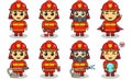 Vector illustration of firefighters set. Royalty Free Stock Photo