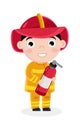 Boy in fireman uniform with fire extinguisher Royalty Free Stock Photo