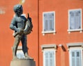 Boy With A Fish Statue In Rovinj Royalty Free Stock Photo