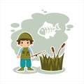 Boy fisherman in vector format