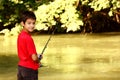 A boy fishing