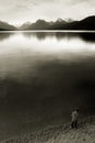 Boy Fishing, Lake McDonald Royalty Free Stock Photo