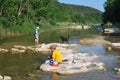 Boy Fishing in the River Royalty Free Stock Photo