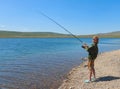 Boy fishing on spinning