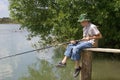 The boy with a fishing tackle