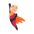 Boy in flight pose holds his hand up cartoon vector illustration Royalty Free Stock Photo