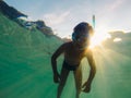 Boy floating in underwater Royalty Free Stock Photo