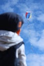 Boy flying kite