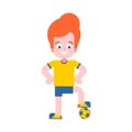 Boy football player. Little footballer Vector illustration Royalty Free Stock Photo