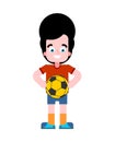Boy football player. Little footballer Vector illustration Royalty Free Stock Photo