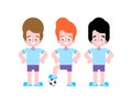 Boy football player set. team Little footballer Vector illustration Royalty Free Stock Photo