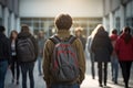 Boy friends going class day. Generate Ai Royalty Free Stock Photo