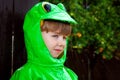 Boy Frog Raincoat With Rain Spattering