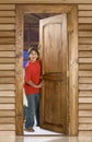 Boy at front door