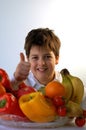 Boy and fruits