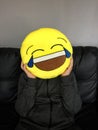 Boy with funny emoticon face