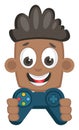 Boy with gamepad, illustration, vector