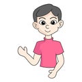 Boy gesture illustration offering business products