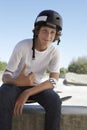 Boy Gesturing Shaka Sign In Skate Park