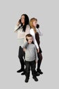 Boy, girl and adult woman with smartphones Royalty Free Stock Photo