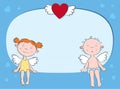 Boy and girl angels postcard