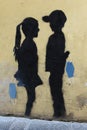 Boy and girl with anticovid mask