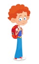 Boy and girl with backpacks pupil stay cartoon school isolated