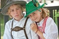 Boy and girl in Bavarian-style clothing