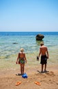 Boy and girl on the beach Royalty Free Stock Photo