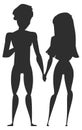 Boy and girl black silhouettes. Couple together