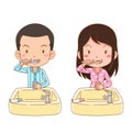 Boy and girl brushing teeth. Royalty Free Stock Photo