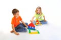 Boy and girl building house Royalty Free Stock Photo