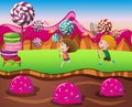 Boy and girl in candy land Royalty Free Stock Photo