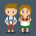 Boy girl cartoon couple costume traditional icon. Germany. Vecto