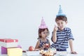 Boy and girl are celebrating birthday