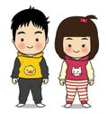 Boy and girl character cartoon