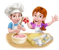 Kid Chef Cartoon Characters Baking Royalty Free Stock Photo