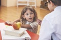 Boy, girl children in the school has a happy Royalty Free Stock Photo