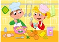 Boy and girl cooking Royalty Free Stock Photo