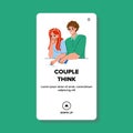 Boy And Girl Couple Think For Solve Problem Vector