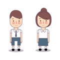 boy and girl cute character senior high school grey white indonesian uniform education student study learning