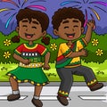 Boy and Girl Dancing on Juneteenth Colored Cartoon
